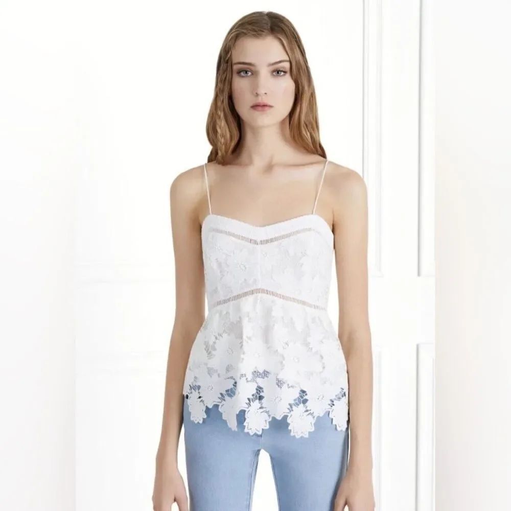 NWT Rachel Zoe Women's Hallie Floral Lace Peplum Top Size 6